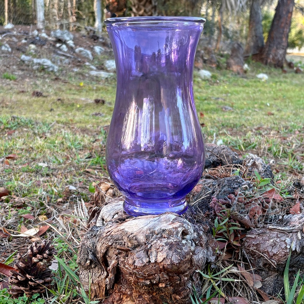 Purple Glass Bouquet Vase Decor Flower Accessory Accent Pisces Regal Royal Lent - Picture 6 of 12